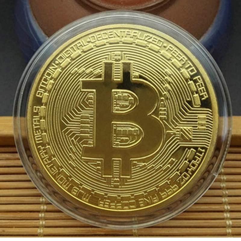 24K Gold Plated Crypto Currency BTC Coin with Protective case (Stand not Included), Physical Bitcoin for Collection 1