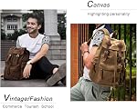 Koolehaoda Vintage Canvas Backpack Leather Rucksack Knapsack Unisex Casual Backpack 17inch Laptop Backpack Hiking Bag(L-Coffee)