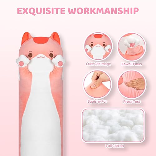 Miniatura 3 de Almohada larga de peluche Kawaii para el cuerpo, lindos animales de peluche de gatos, peluches grandes, juguetes de peluche grandes, regalo para