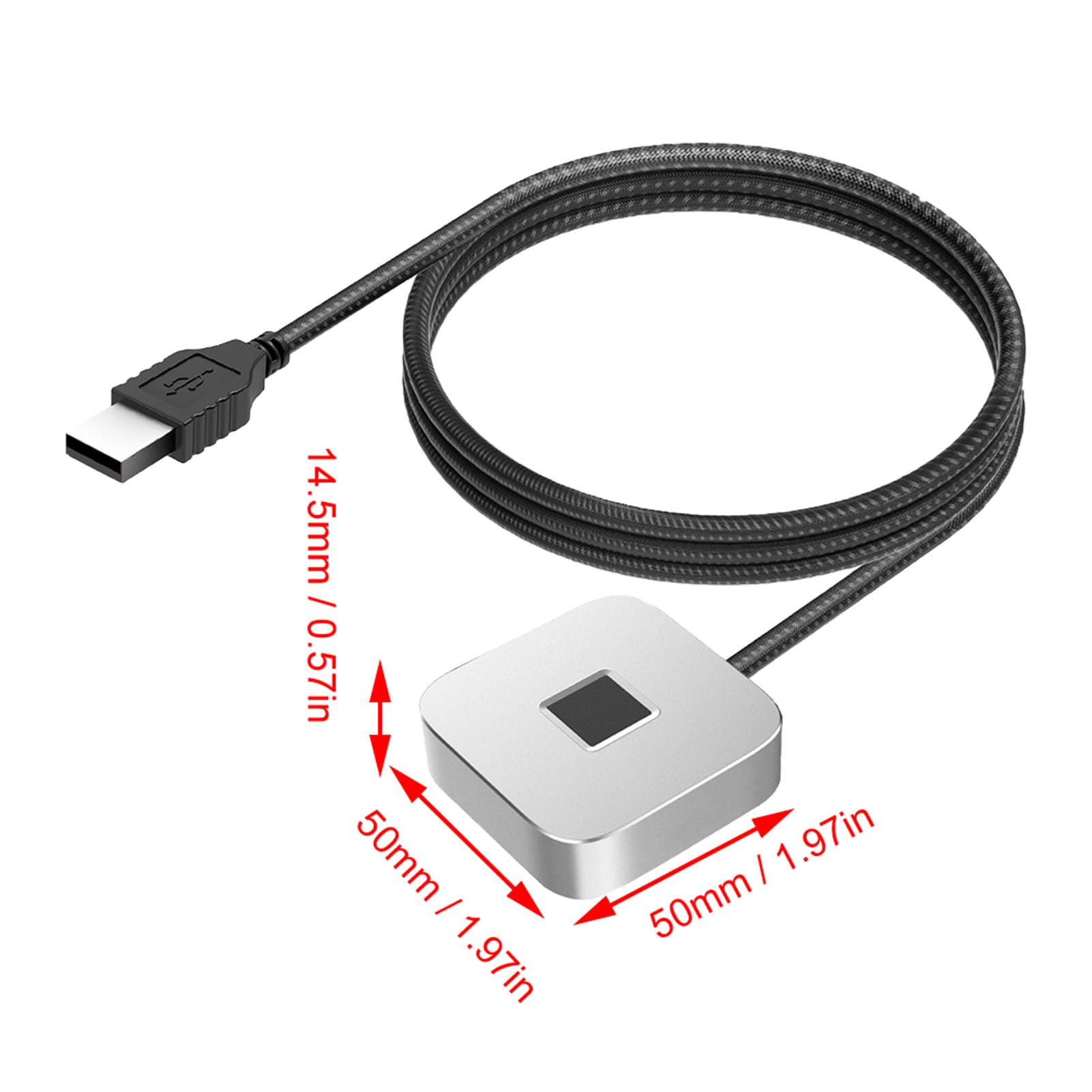 Generic Lector de Huellas Dactilares USB Eficiente para PC con 10 11, Reconocimiento de 360 ​​Grados, Cifrado de Identificación, Soporte para Múltiples Usuarios, Material de Aleación de Zinc (Silver)
