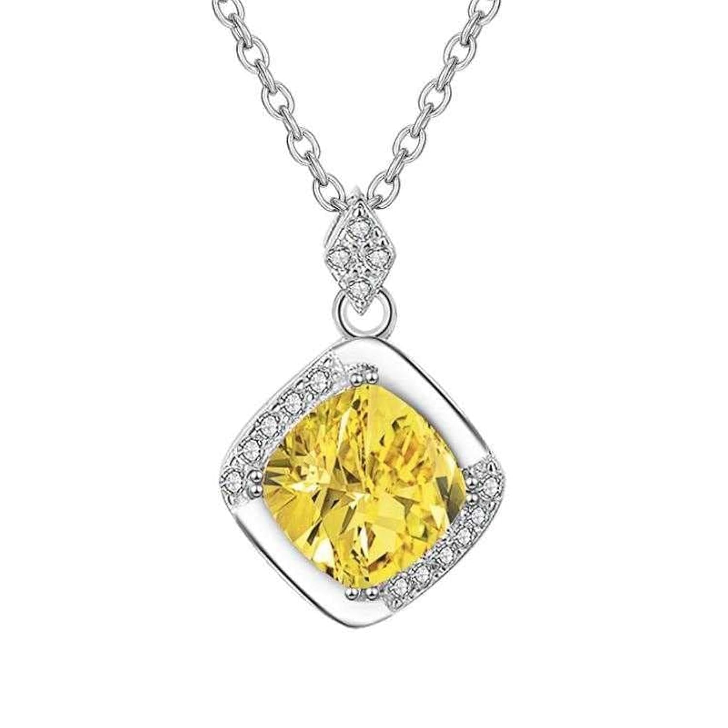 Bling Queen Womens Silver Plated Pendant Necklace With Cubic Zirconia, Minimal Necklace, Cubic Zirconia Pendant Necklace, Pendant Necklace, Womens Necklace, Trendy Zirconia Pendant Necklace(Yellow) (B0CRH4ZPW6) Amazon Price History, Amazon Price Tracker
