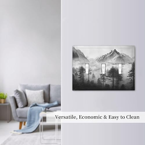 Miniatura 475 de Vista de ventana, isla tropical, playa, palmeras, cielo soleado, cubierta de interruptor de luz de palanca individual, placa decorativa de pared