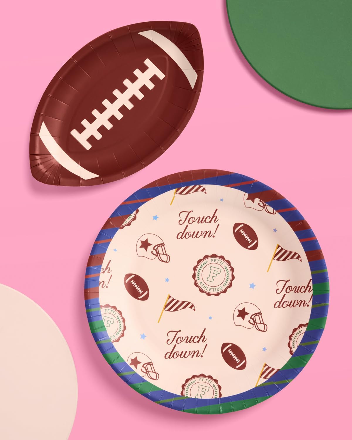 xo, Fetti Touchdown Plates - 32 pcs | Football Birthday Decorations, Varsity Party Setting, Tailgate Tablescape, Homecoming Game Day Supplies - Image 7