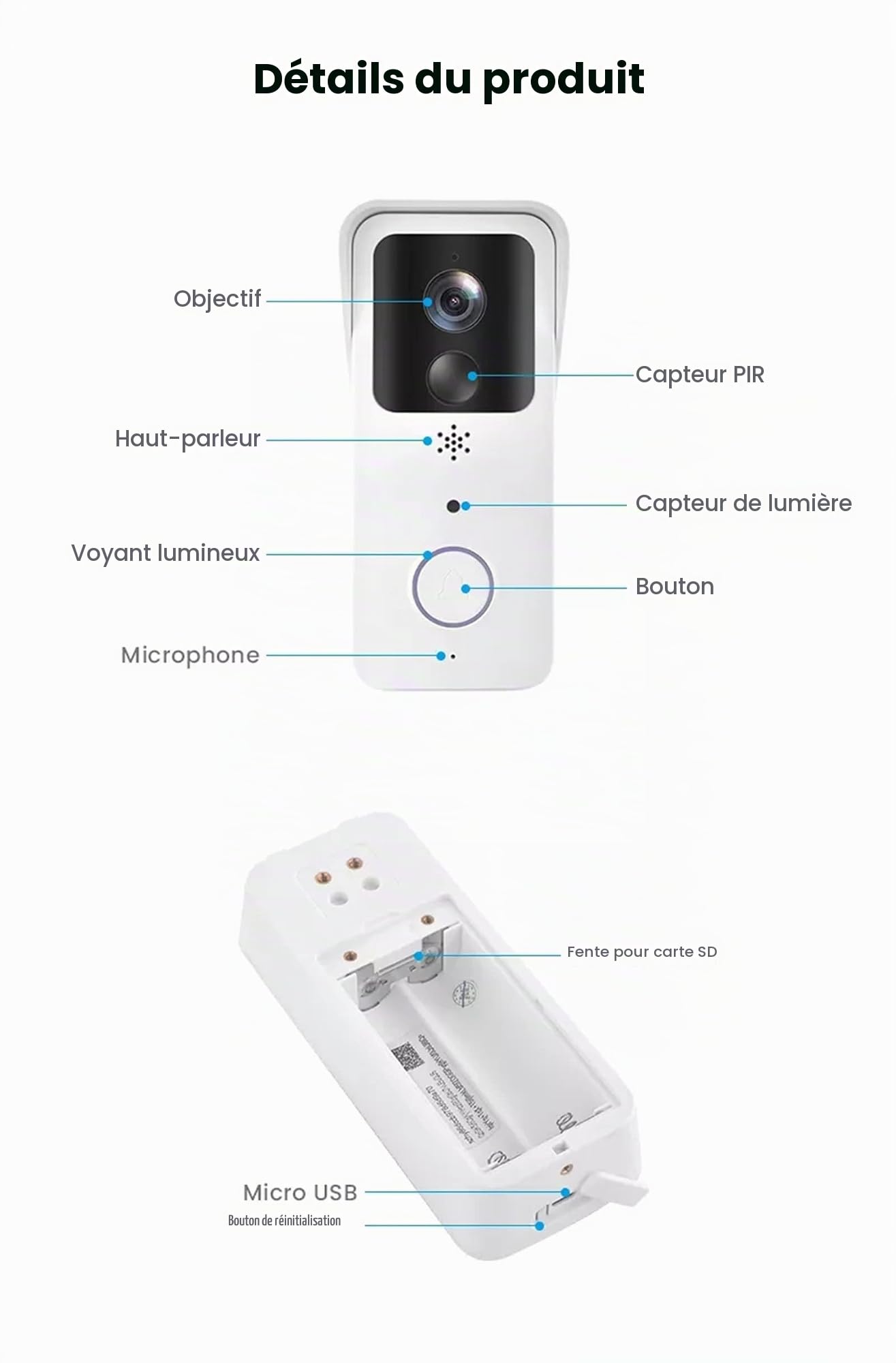 5G 2.4G Wifi Sonnette Vidéo 1080P Tuya Interphone Sans Fil Extérieur Intelligent Sonnette De Porte Sans Fil Étanche Caméra De Sonnette Sans Fil, Audio Bidirectionnel, Vision Nocturne, Étanche IP65