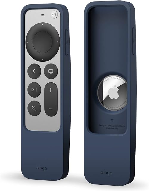 elago R5 Locator Case Compatible with Apple TV 4K Siri Remote 3rd (2022) & 2nd Gene and Compatible with Apple AirTag - Lanyard Included, Drop Protection, Full Access to All Functions (Jean Indigo)