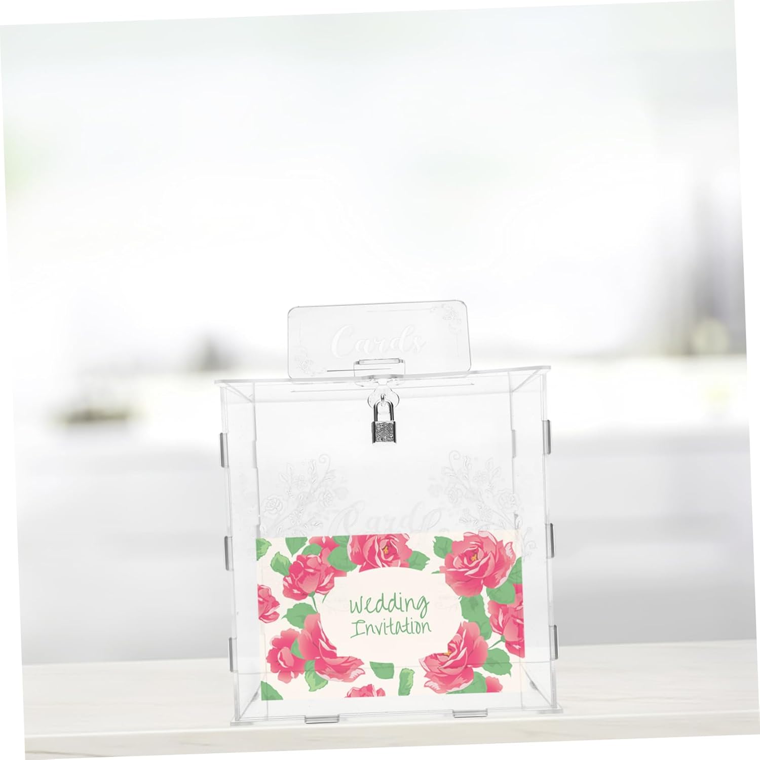 MAGICLULU Stylish Acrylic Card Storage Box Lock Wedding Envelope Holder Small Decorative Box for Cards Money