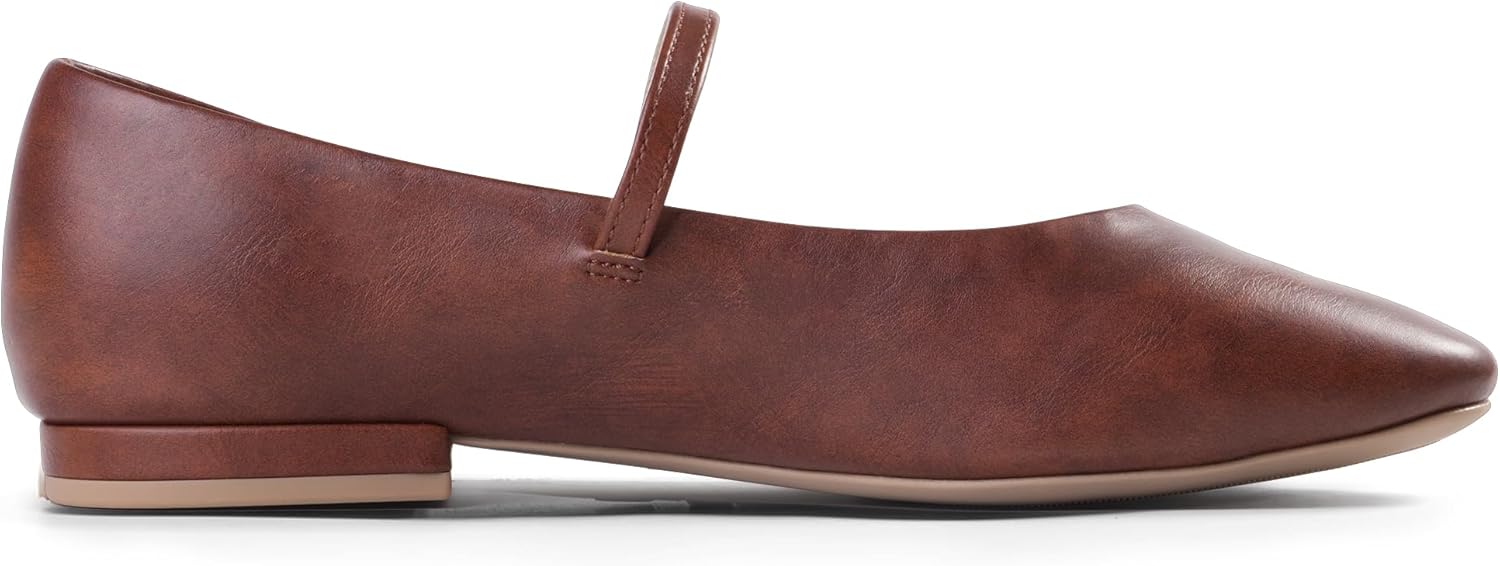 Women's Mary Jane Flats Soft Leather Ballet Flats with Ankle Strap,Comfortable Dressy Slip on Mary Jane Shoes Women - Image 3