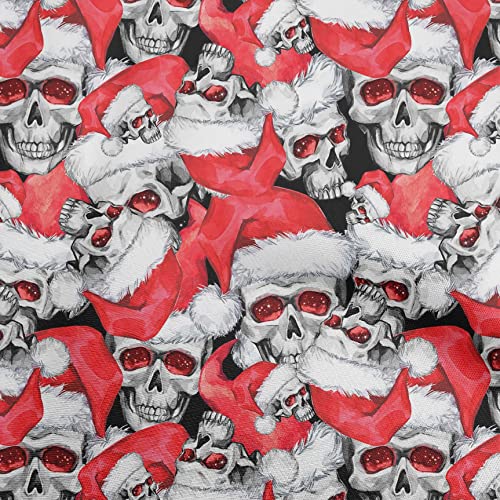 oneOone Velvet Red Fabric Skull Sewing Fabric By The Yard Printed DIY Clothing Sewing Supplies 58 Inch Wide