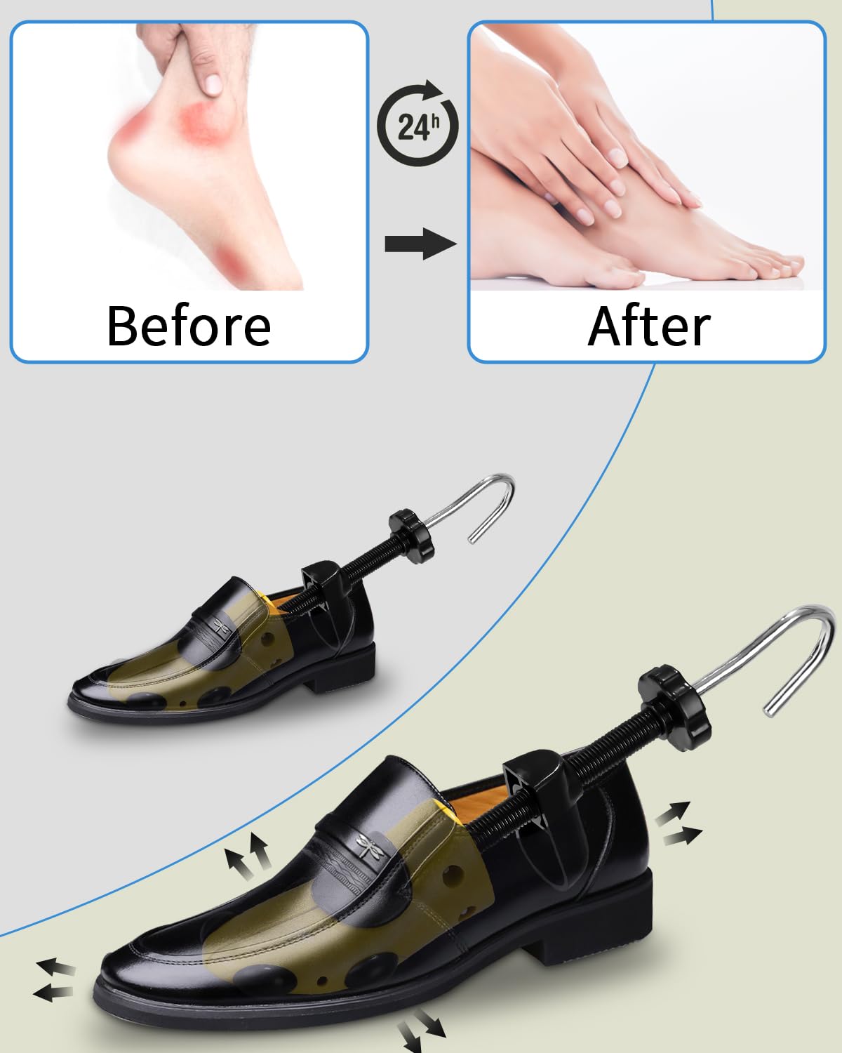 Ensanchadores De Zapatos Ajustables 2PCS, Horma Para Zapatos Hombre Mujer, Robusta Ensanchar Zapatos Con Calzador