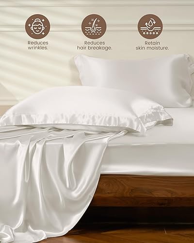Miniatura 4 de THXSILK Juego de sábanas de seda de 4 piezas, 100% seda de morera de 25 momme de hebra larga, juego de sábanas y fundas de almohada, extremadamente