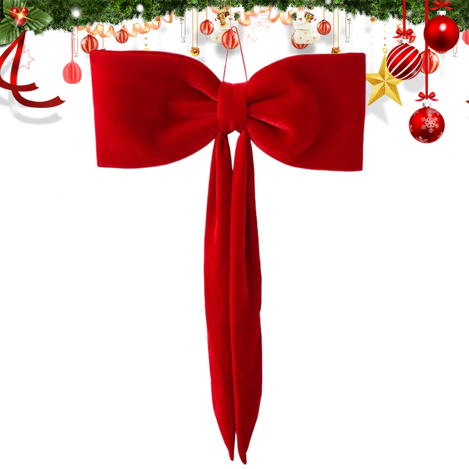 Cime De Sapin De Noël,Velours Rustique De Style Ferme | Grand Nœud pour | Sapin De Noël | pour Décoration De, Fêtes, Anniversaires, Showers, Décoration Murale De Chambre, Intérieur Et