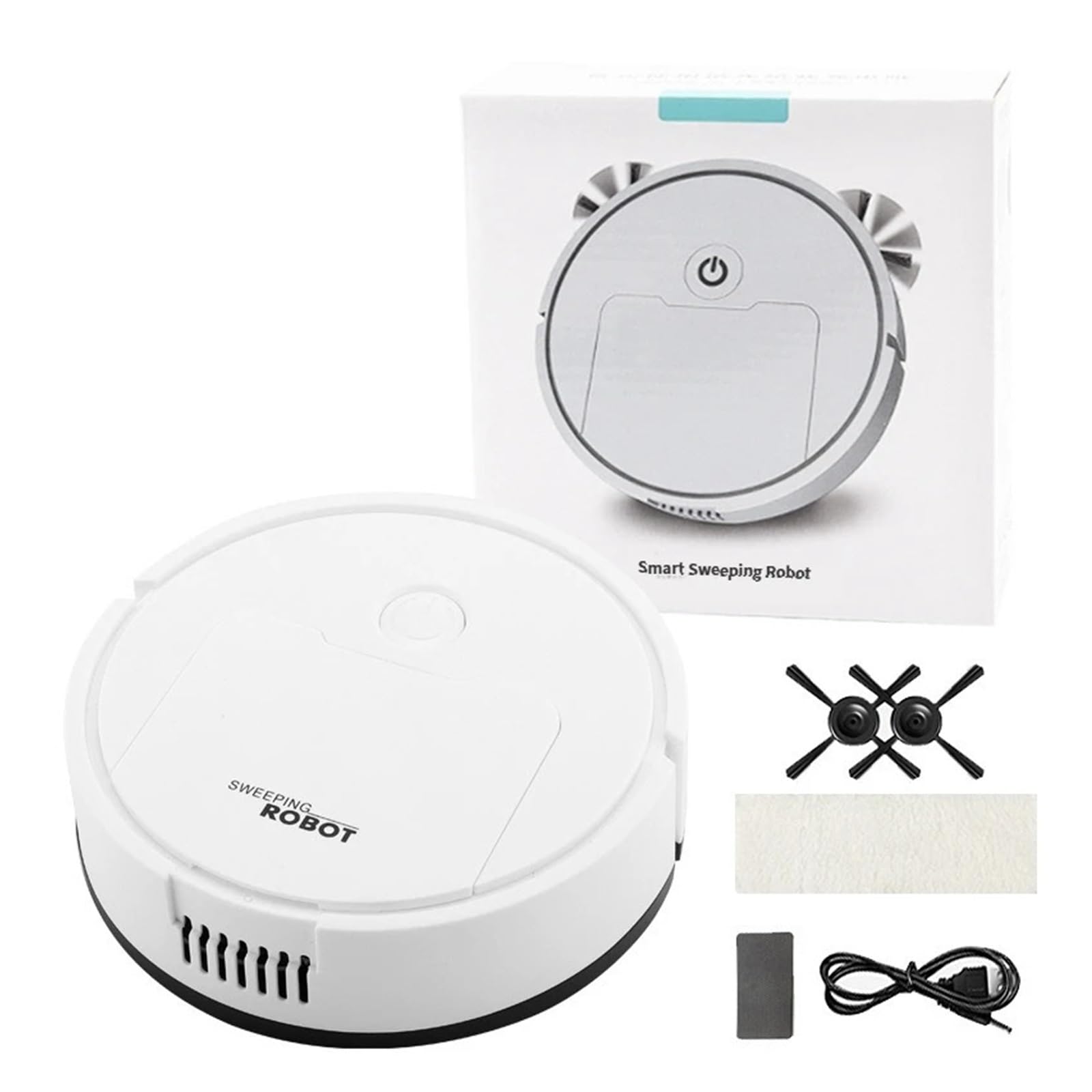 EWsdsfs Intelligent sweeping robot suction sweeping mop 3-in-1 lazy home automatic vacuum cleaner gift Mini sweeper(White)