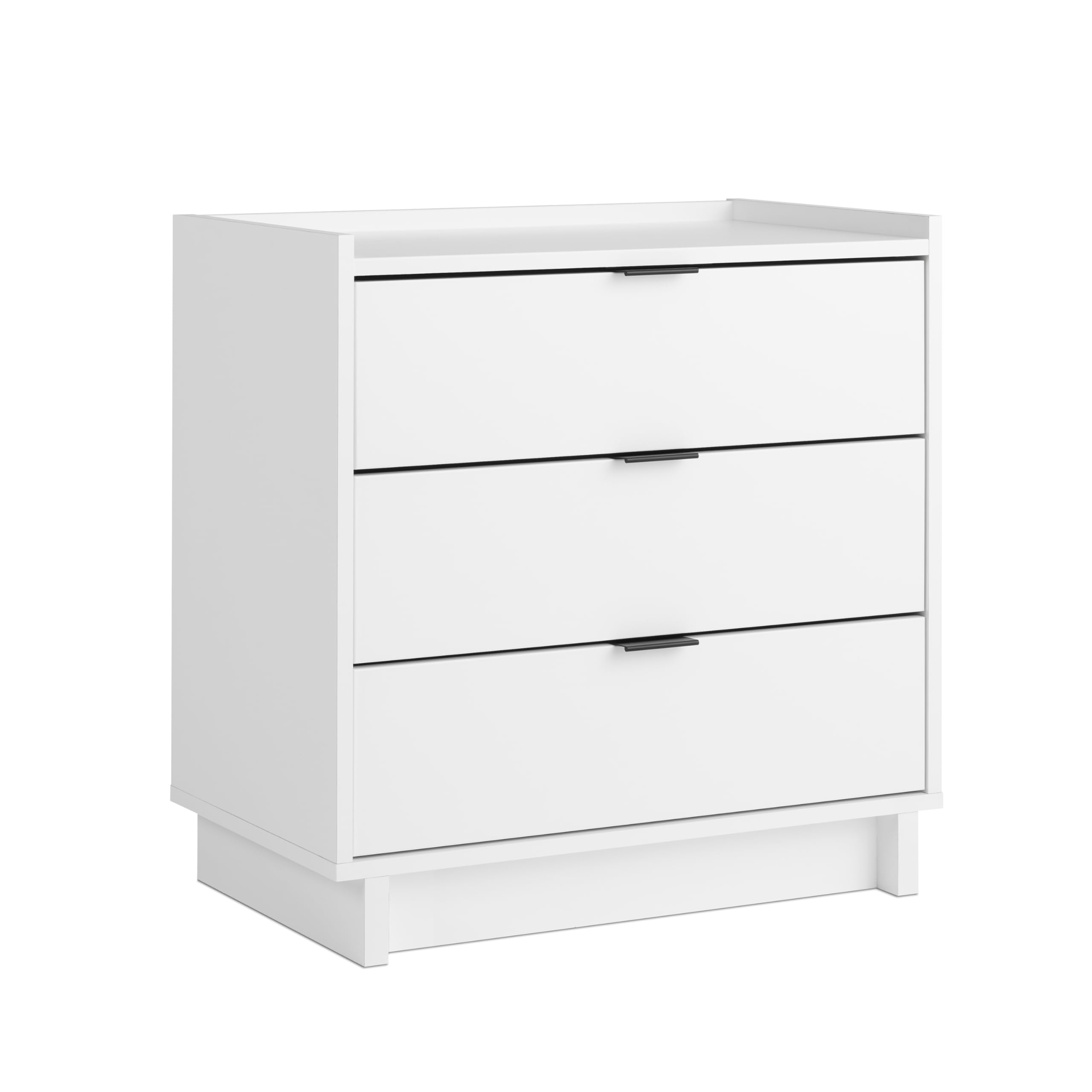 Prepac Three Nightstand, 3-Drawer, Simple White
