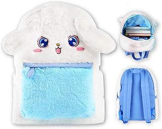 BelugaDesign Cinnamoroll Backpack Cute Kawaii Anime Bag White/Blue Pastel School Supplies for Women and Teenagers, White Blue