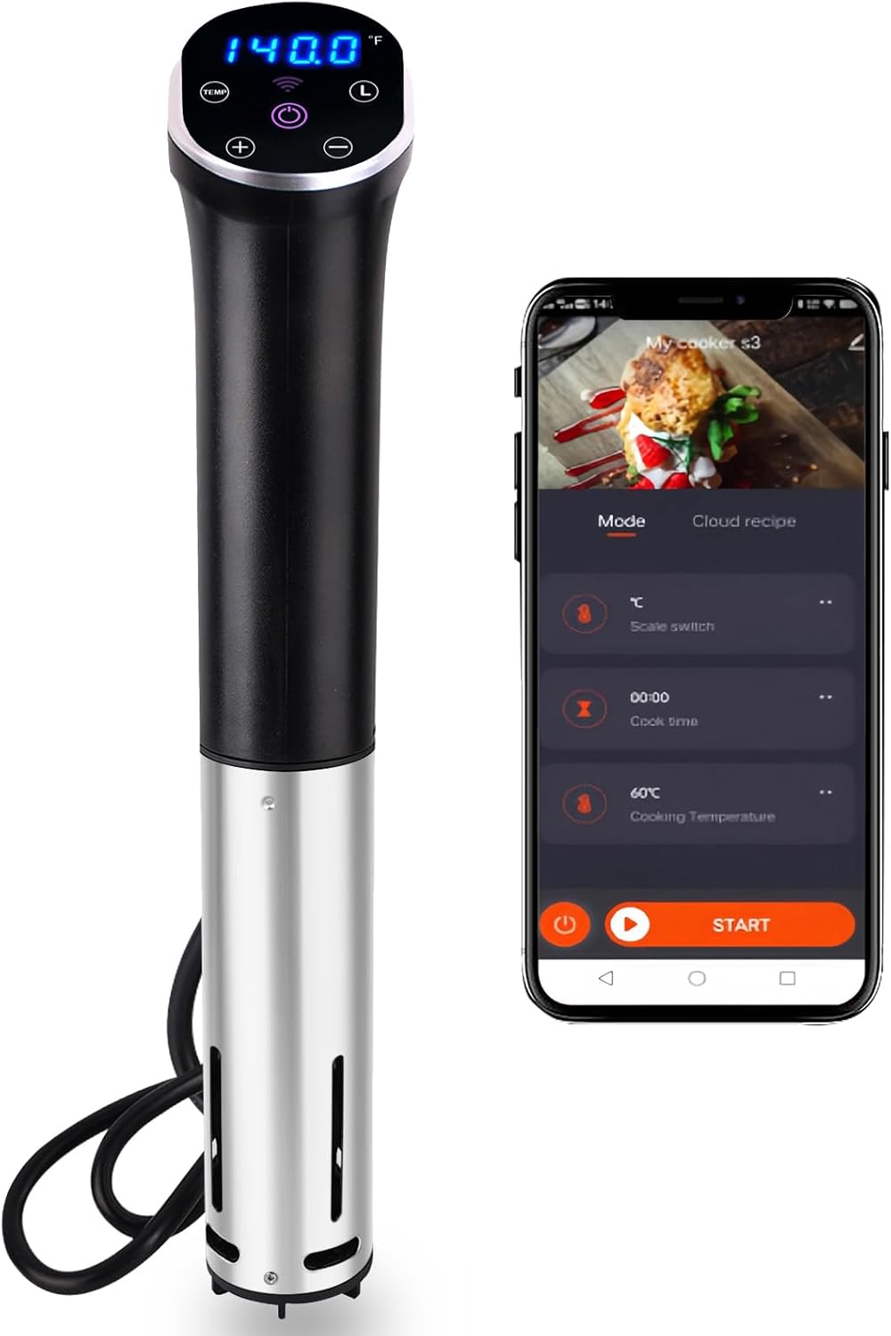 Wifi Sous Vide Machine, 1100W Sous Vide Cooker with Accurate Temperature and Time, Ultra Quiet Stainless Precisional Immersion Circulator Fast-Heating (Wifi)