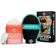 Dermasuri Exfoliating Skin Care Bundle Deep Exfoliating Glove Mitt + Hydrating Sugar Scrub, 2 Piece Kit
