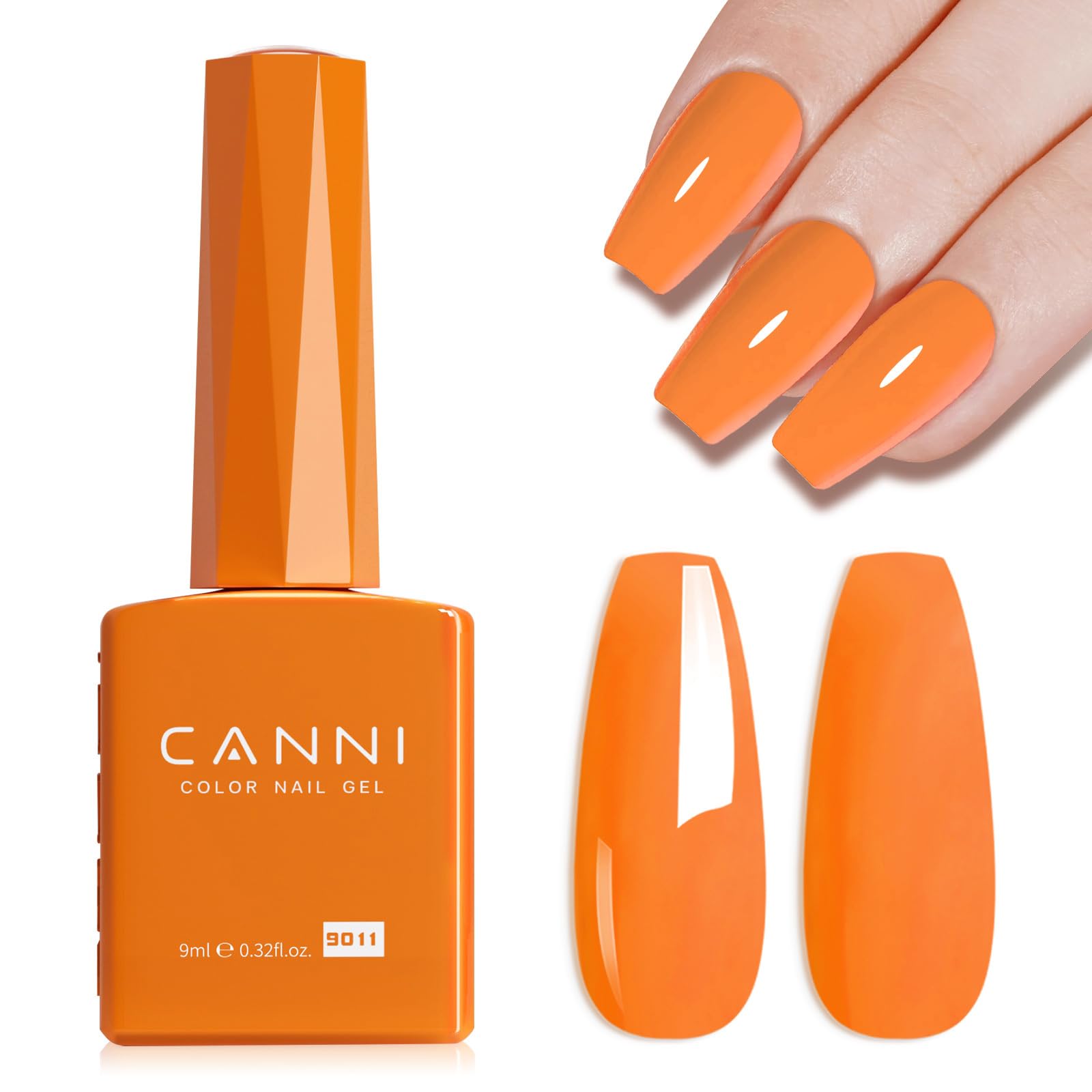 CANNIOrange Gel Nail Polish – 1pcs Bright & Light Orange UV/LED Soak Off Gel, High Gloss Color for DIY Manicure, French Nails & Salon Use