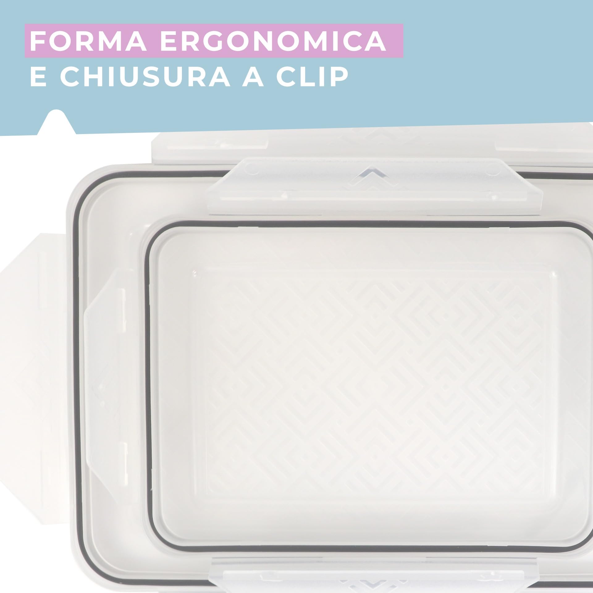 Set 2 Contenitori Ermetici Fackelmann Grandi (2L + 3.6L) - Rettangolari, Per Freezer E Microonde, Chiusura A 4 Clip, BPA Free