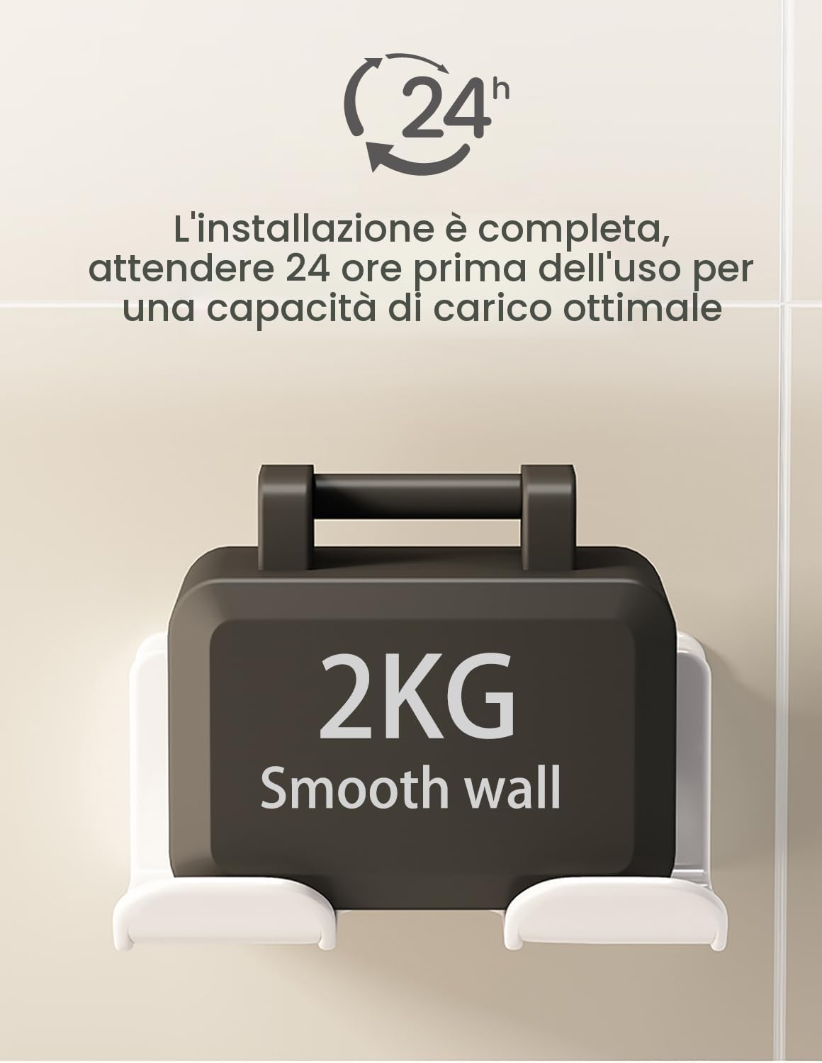 Porta Phone Bagno da Muro Adesivo, Porta Asciugacapelli, Supporto per Asciugacapelli per Bagno 2 Scomparti e Portacavi (16*6.5*12.6CM)