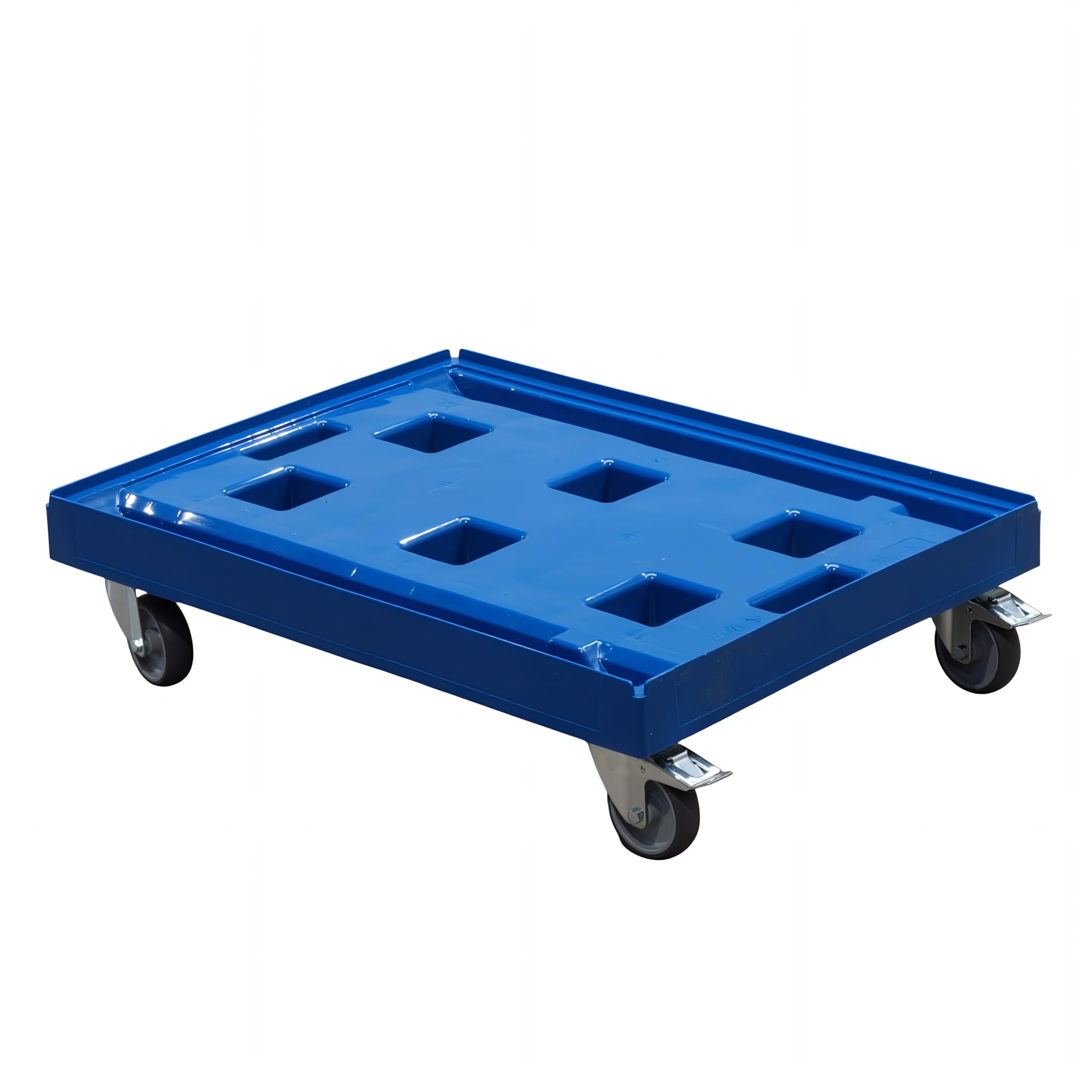 4 Stück Gigant Transportroller in Blau für Kisten 80 x 60 cm - 400 kg Traglast mit 2 Bremsen