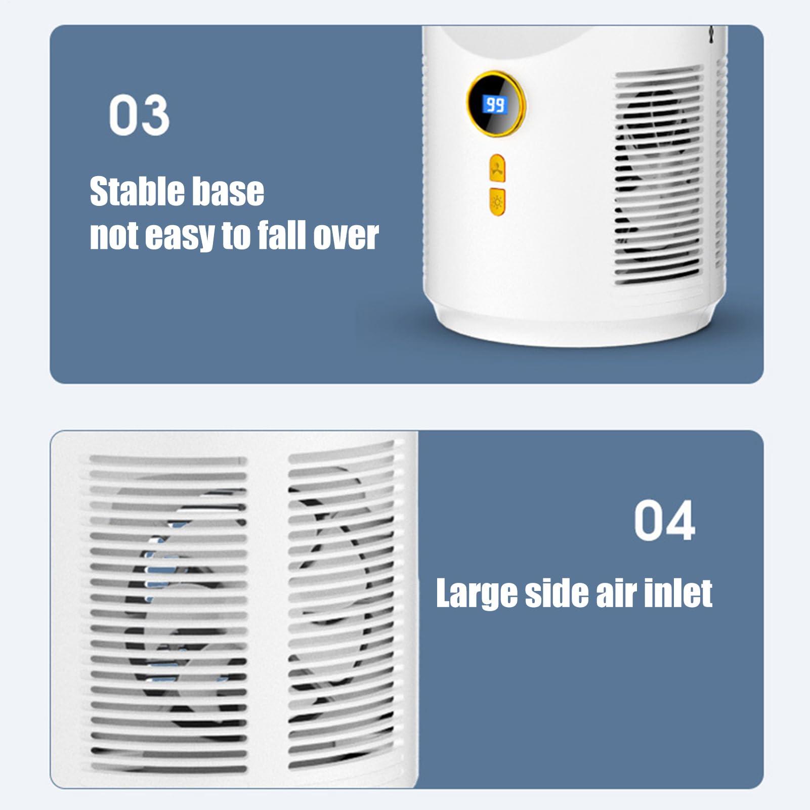 ventilatore da scrivania senza pale, 5 velocità, silenzioso, senza pale, per ufficio, luce notturna, 1800 mAh, per campeggio, soggiorno, camper, viaggi, camera da, auto, ufficio