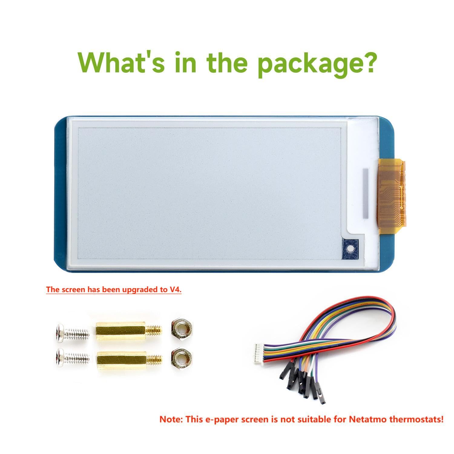 LUCKFOX 2.13inch E-Paper with PCB(V4), 250x122Pixel Screen, Support Local Refresh, Low Power Consumption, Wide Viewing Angle, for Raspberry Pi/Jetson Nano/STM32, for Electronic Shelf Label