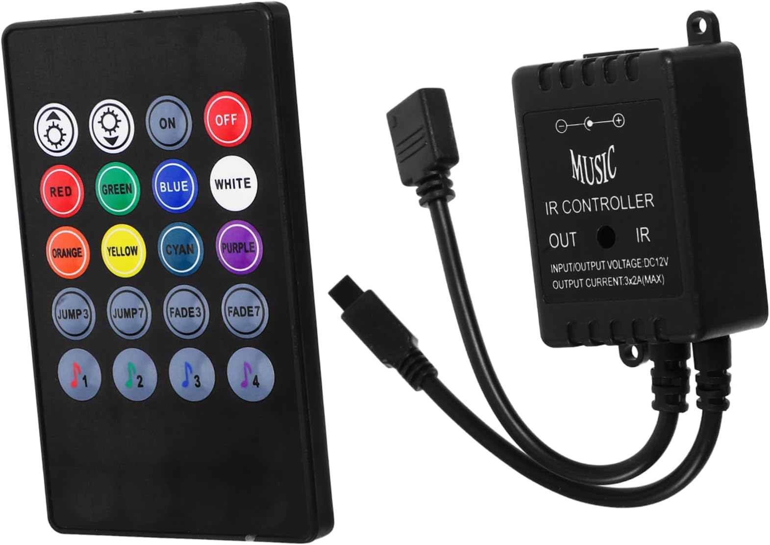Uonlytech Ir Music Controller for RGB LED Strip Lights Sound Sensor with Key Infrared Remote Brightness and for Flexible Tape Lighting