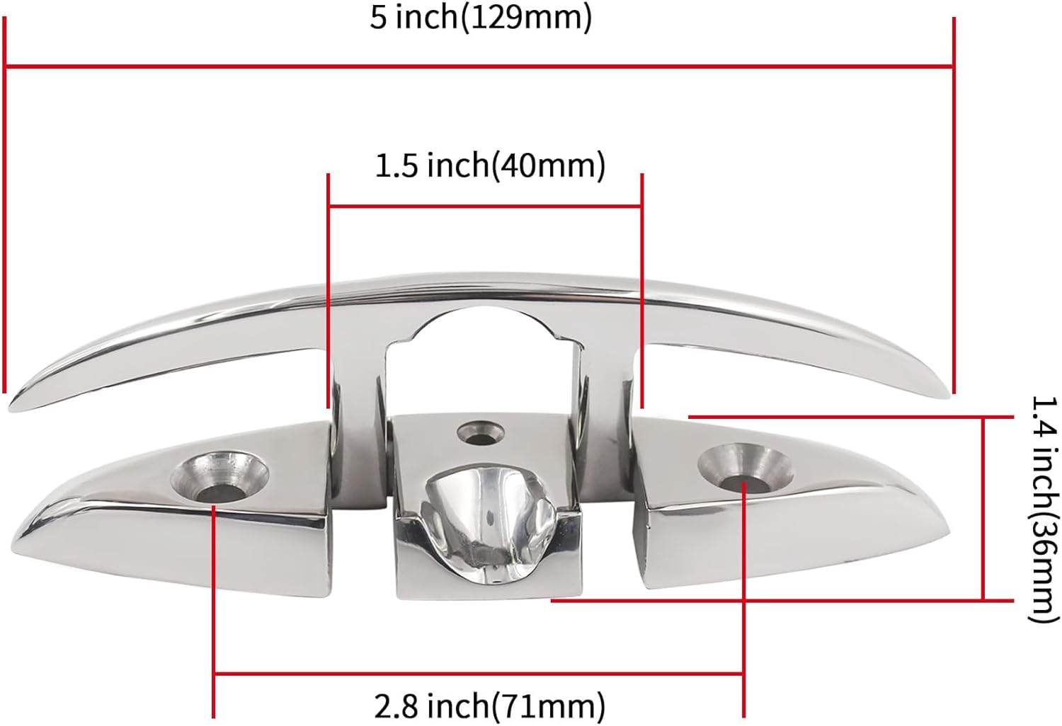 Boat Cleat 5" 6 inch 316 Stainless Steel Folding Cleats Marine Grade Rope Cleat Flip Up Dock Cleat for Boat Kayak and Decoration with Fastener