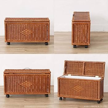 サンフラワーラタン バスケット ブラウン 幅70×奥行き25×高さ40cm ラタン キャスター付き 収納ボックス GK513MHR