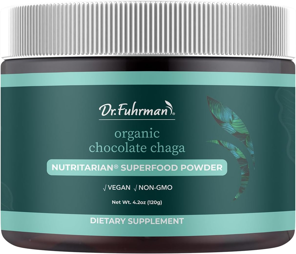Dr. Fuhrman Chocolate Chaga Superfood Powder – Organic Cocoa + Chaga, Reishi, Maca & Lucuma – Vegan, Gluten-Free, Lightly Sweetened with Monk Fruit – No Added Sugar – 4.2 oz