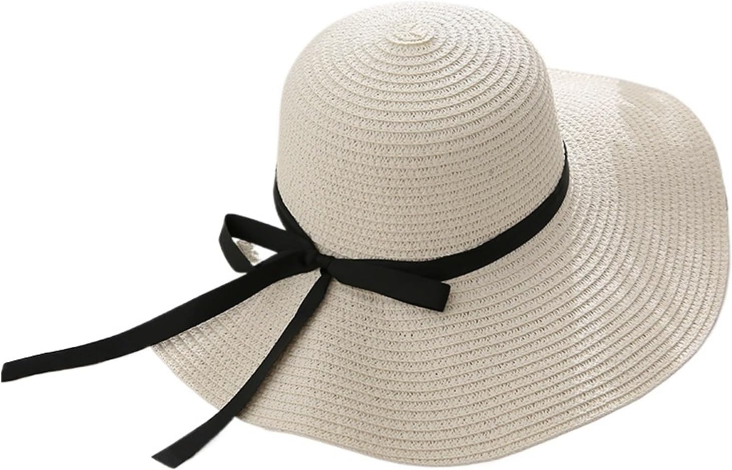 1Pcs Summer Wide Brim Straw Hat Foldable Beach Handmade Vacation Accessory