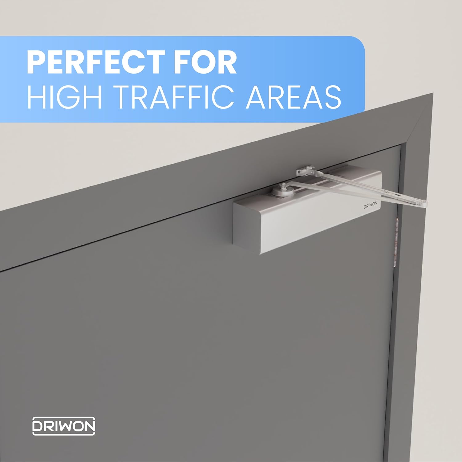Heavy Duty Commercial Door Closer Grade 1 – DRIWON DN-8220, Hydraulic Automatic Overhead Self Closer for High Traffic, Adjustable 1–6, 3-Hour Fire Rated for Metal & Interior Wood Doors
