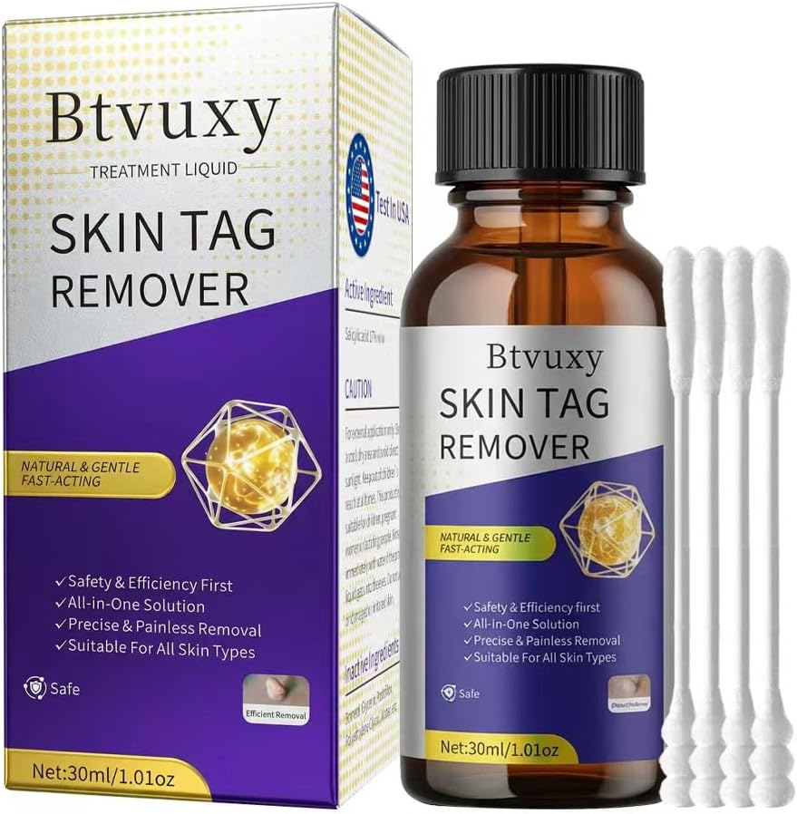 Fast-Acting Skin Tag Remover with Salicylic Acid, With a Precision Brush, Natural & Advanced Formula, Mild & non irritating, Suitable for All Skin Types,Efficiently & Painless Remover Tags, 30ml