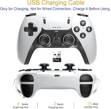 USB Twin Wireless Controller for Retro Game Emulator Gamepad Rechargeable Remote Joystick Joypad for Windows PC,Raspberry Pi,Smart TV/Game Stick/Box, Projector with Emuelec,Batocera,Lakka,RetroArch