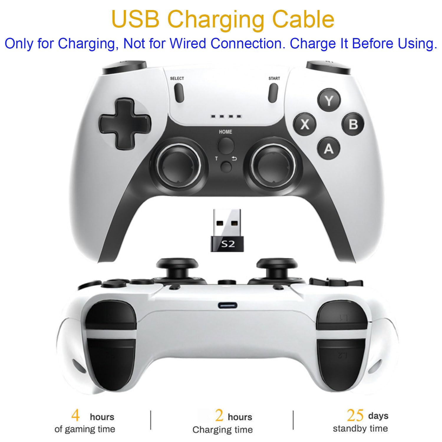 Paquete de 2 controladores inalámbricos para Windows PC/Raspberry Pi/Stick/TV/Game Box, mando a distancia recargable con Turbo para emulador de computadora portátil, Roblox, Steam, RetroPie, RecalBox