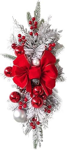 Decoración navideña con diseño de lágrima de Navidad preiluminada, para puerta delantera, decoración navideña para interiores y exteriores,