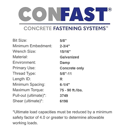 Miniatura 50 de CONFAST Ancla de cuña galvanizada de 1/2" x 7" (caja de 25)