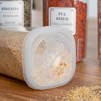 Porsima 1060 12-Piece Spice Cover Label Spice Bowl Set - 350 cc with Transparent Lockable Cover