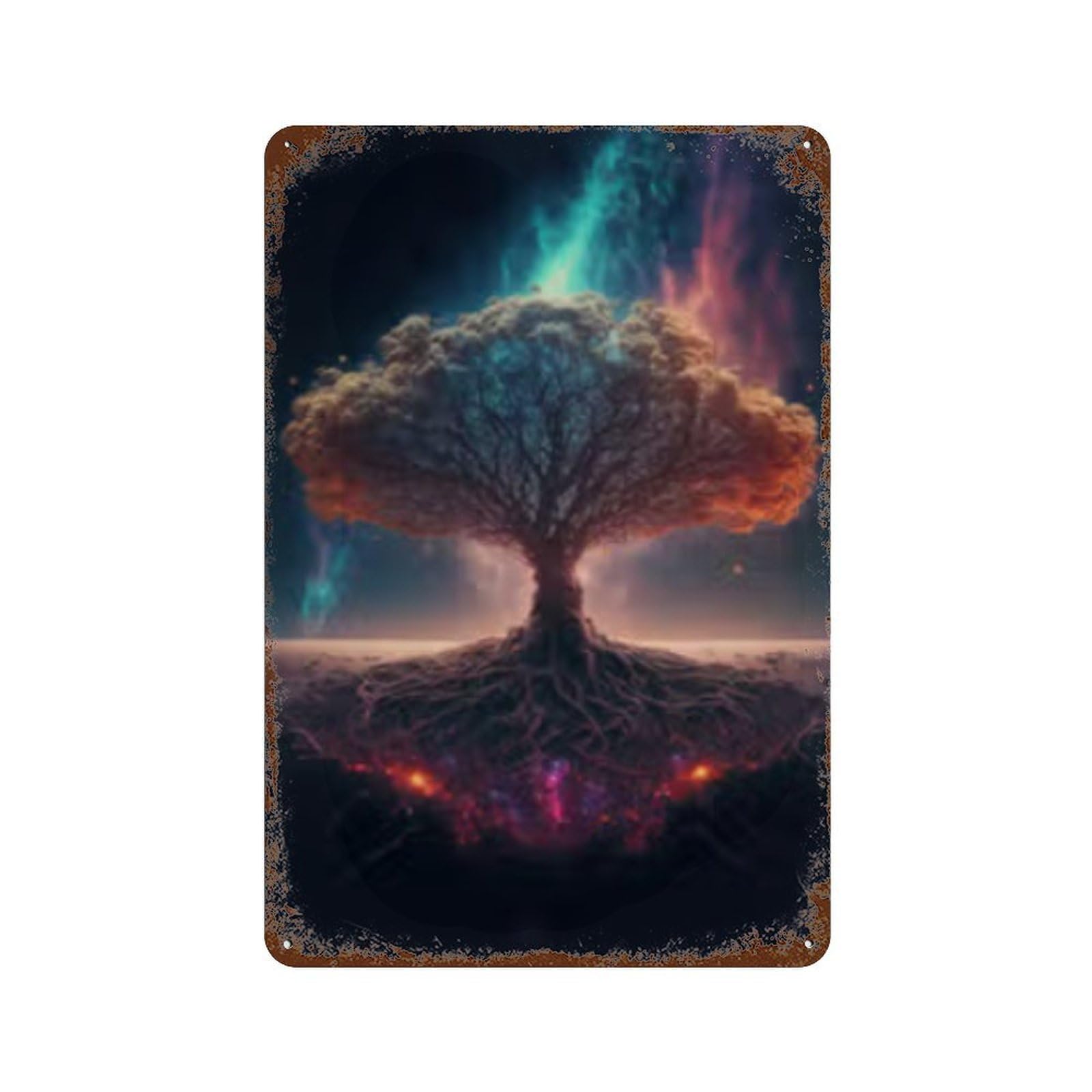 Retro Metal Sign Enchanted Tree of Life -3 11.8"x7.9", Decorative Metal Wall Art for Pub, Kitchen And Man Cave Decor