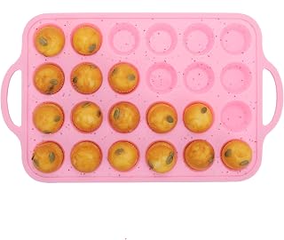 Silicone Mini Muffin Pan - Mini Cupcake Pans Nonstick 24, Small Baking Cups Cupcake Tins Cheesecake Pans, Food Grade Egg Muffin Baking Silicone Molds, BPA Free and Dishwasher Safe, 24 Cavities