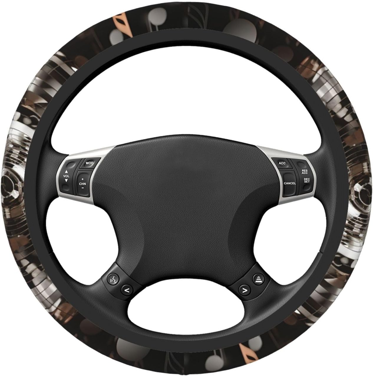 Car Elastic Steering Wheel Cover Universal 15 Inch Vehicle Stretch Steering Wheel Cover Protector Musical Theme Music Clefs Auto Protective Cover Novelty Car Interior Accessories for Men Women image 5