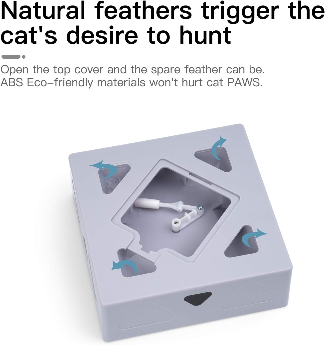 MEWOOFUN Interactive Cat Toys Kitten Toy for Indoor Cats USB Rechargeable Peek-A-Boo Play Automatic Electronic Feather & Mouse Teaser Low Noise : Pet Supplies