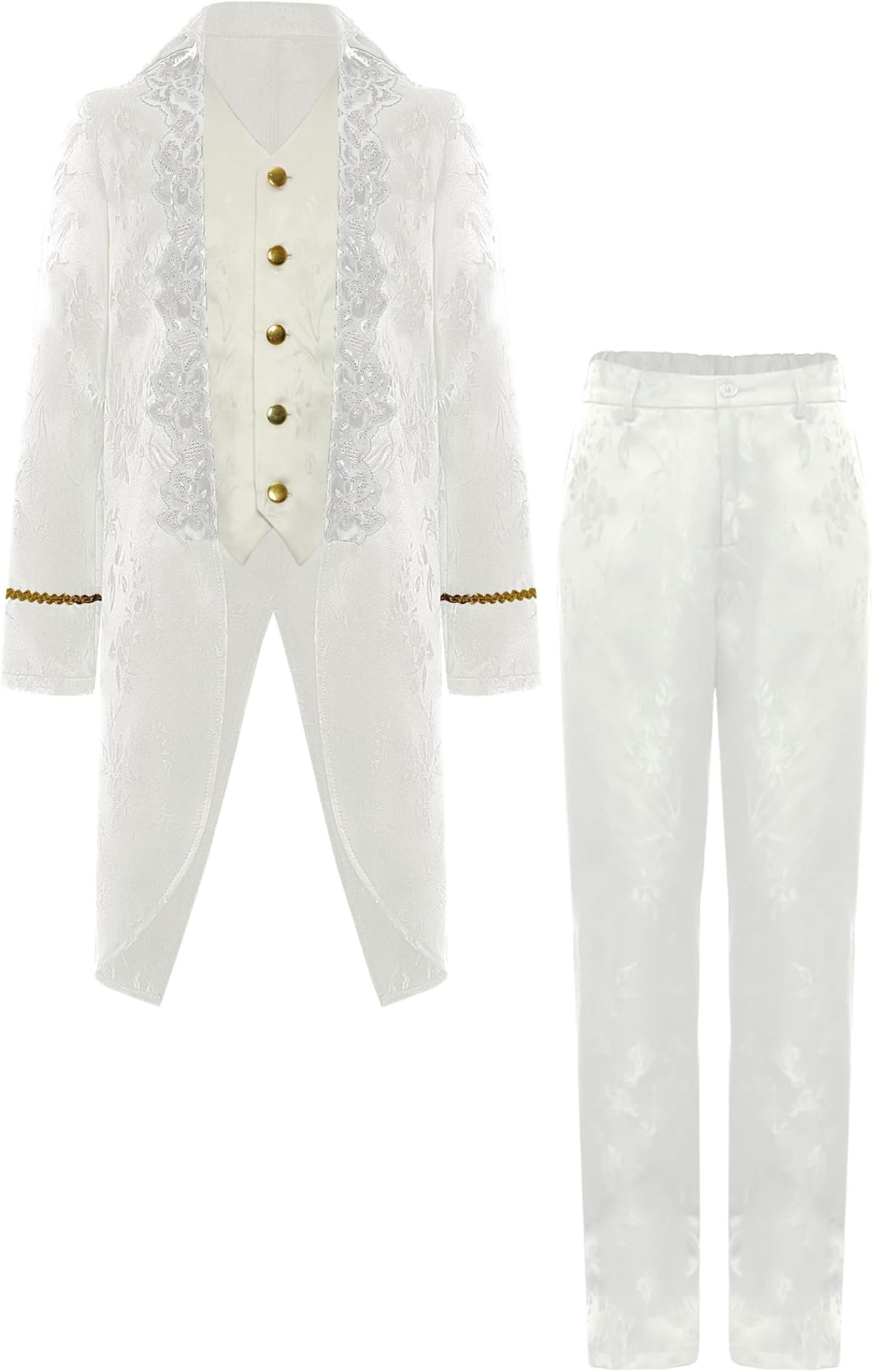 JEYPINMI Boys Vintage Tailcoat Jacket Medieval Steampunk Victorian Long Frock Coat with Gothic Pants