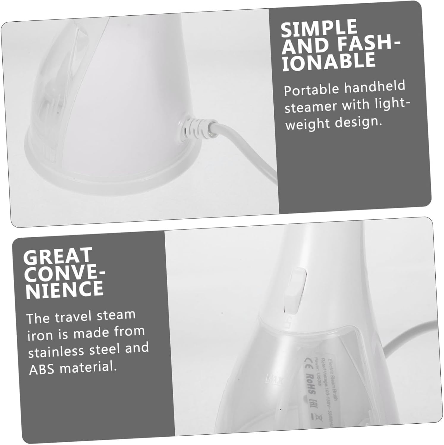 TIDTALEO Portable Handheld Steam Brush Ironing Machine for Travel Electric Steamer Long Cord Home Hotel Use