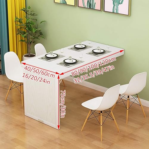 Miniatura 6 de mesa plegable invisible de madera maciza montado en la pared, mesa de comedor flotante, escritorio de ordenador multifunción, mesas de barra