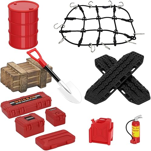 GLOBACT 124 118 RC Crawler Accesorios Decoración del techo del automóvil, red de equipaje, tablero de recuperación, extintor de incendios, caja de