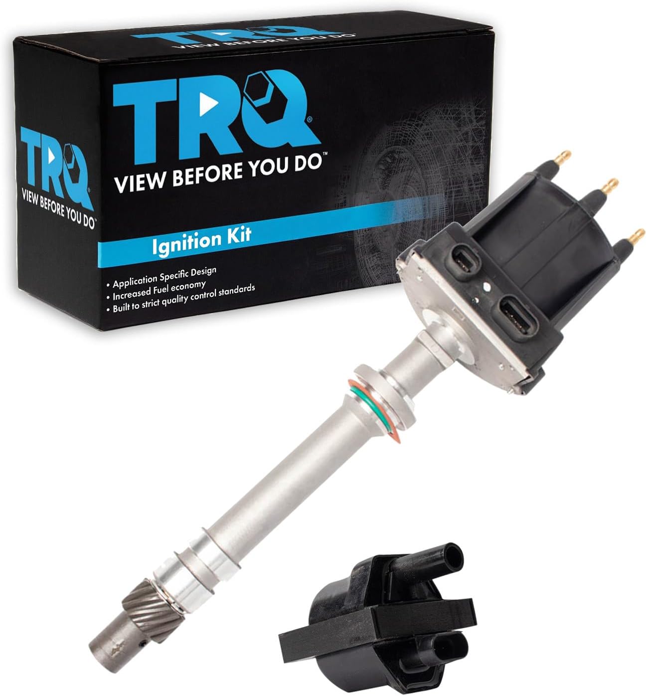 TRQ Ignition Coil Kit 2 Piece Distributor Compatible with 1995 Chevrolet S10