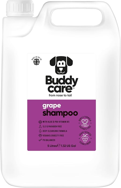 Shampoo para Cães Buddycare com Aloe Vera e Pró-Vitamina B5, Fragrância de Uva – 5,1 L