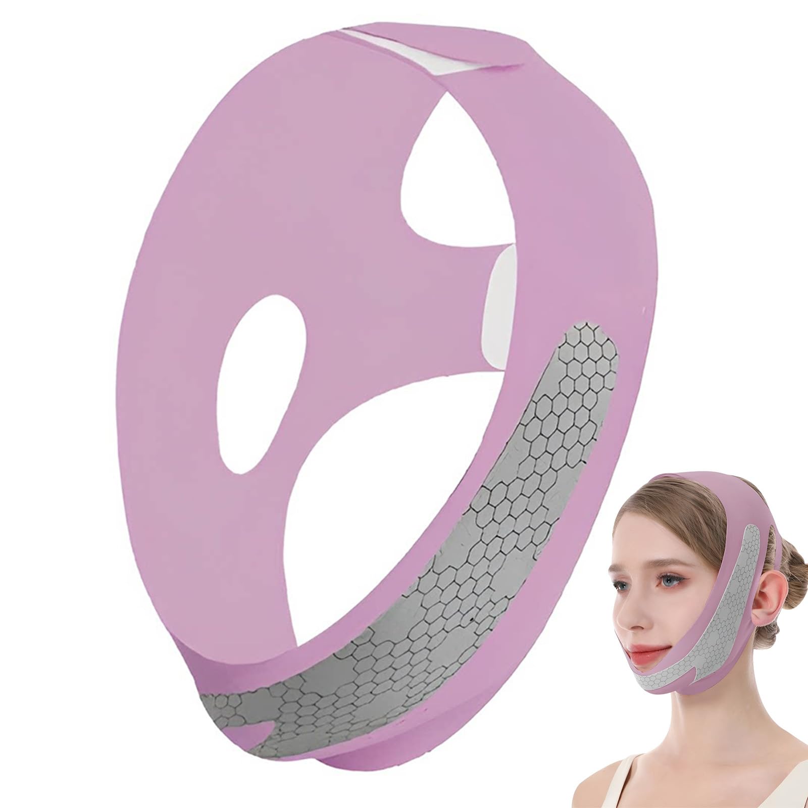 Doppio Mento,Maschera Viso,Medicube Mask Fascia Donna,Bendaggio Traspirante per Il Viso a V, Della Sollevamento e Rafforzamento, Riparazione del Doppio Mento, Muscoli Masseteri (Viola)