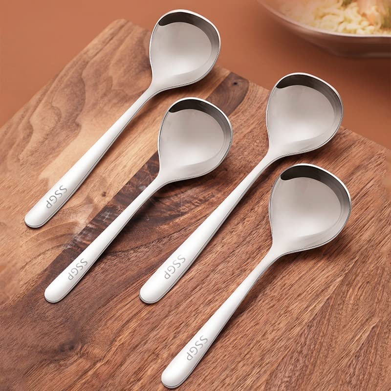 Cuillères, cuillères à soupe, cuillères for la cuisine, cuillères à dessert, cuillère à ramen en acier inoxydable de haute qualité, cuillère créative à long manche en acier inoxydable, grande cuillère